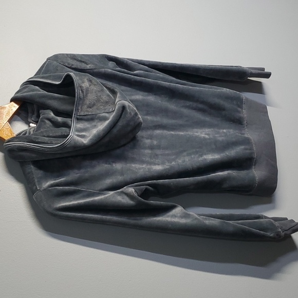 BCBG Maxazria jacket women's size medium grey zippered hooded hoodie vel… - Picture 7 of 13